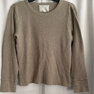 Vintage Ralph Lauren Waffle Knit Thermal Long Sleeve Top Tan Women’s Large